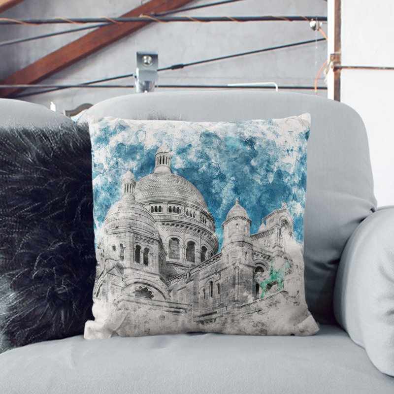 Sacre Coeur in Paris France Cushion with Filling, 40cm H x 40cm W x 15cm D