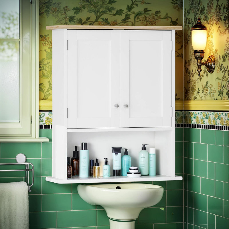 Armoire à pharmacie ouverte et fermée avec rangement
