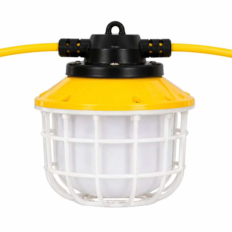 100 ft Construction LED Work String Lights with 10 Bright 6000K Bulbs, Linkable & Waterproof Jobsite Lighting
