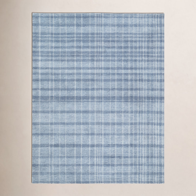 Tapis bleu en laine touffeté à la main Sanura, Rectangle 2 pi x 3 pi