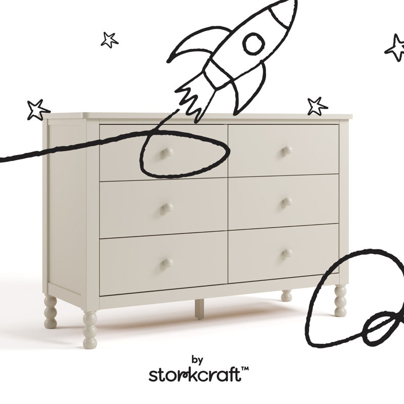 Rio 6 Drawer Dresser, Frosted Oat