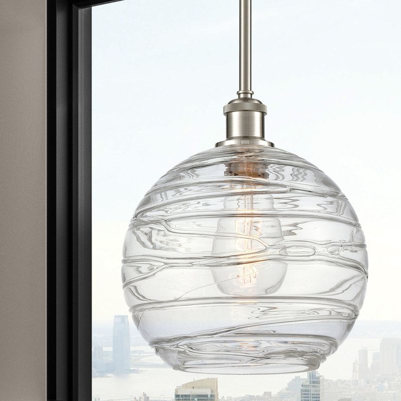 Mott 1 - Light Single Globe Pendant, Brushed Satin Nickel, 6 Watt Vintage LED Bulb, 13" H x 10" W x 10" D