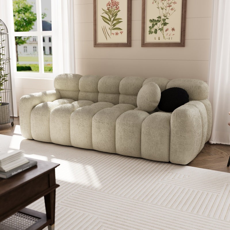 Canapé rembourré 87,4 po, Beige Boucle