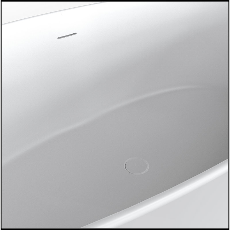 Baignoire de trempage autoportante à surface solide de 66,9 pouces, blanc mat, ergonomique et durable pour les salles de bain modernes