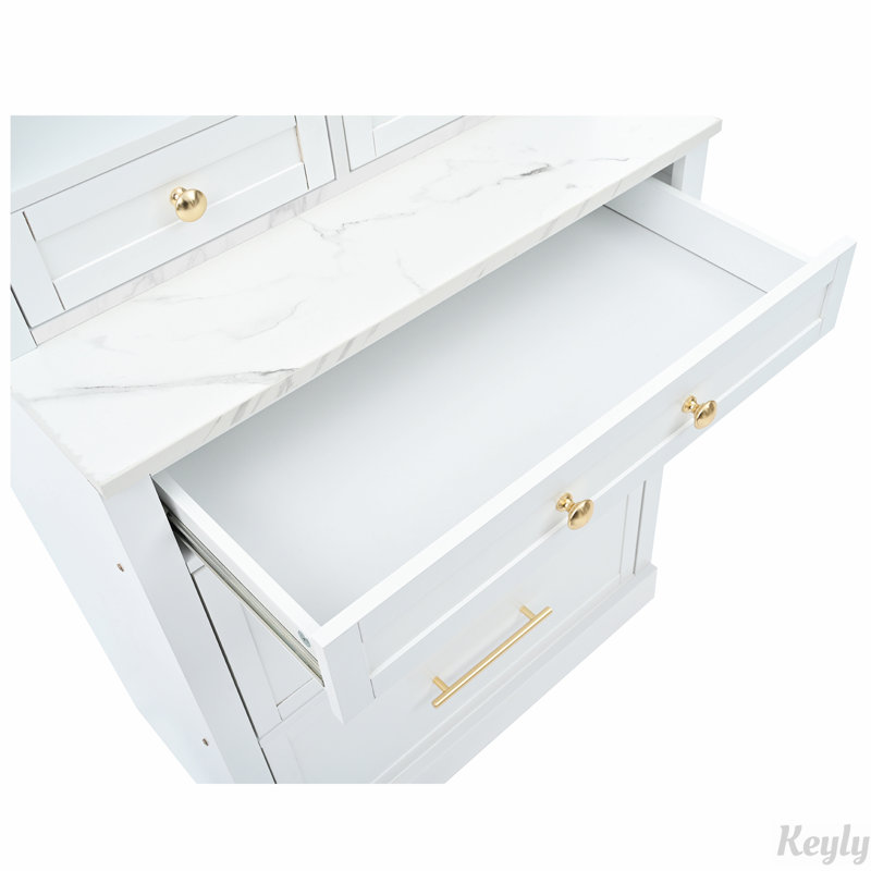 83.7inch High Kitchen Pantry, Freestanding Tall Kitchen Hutch, White