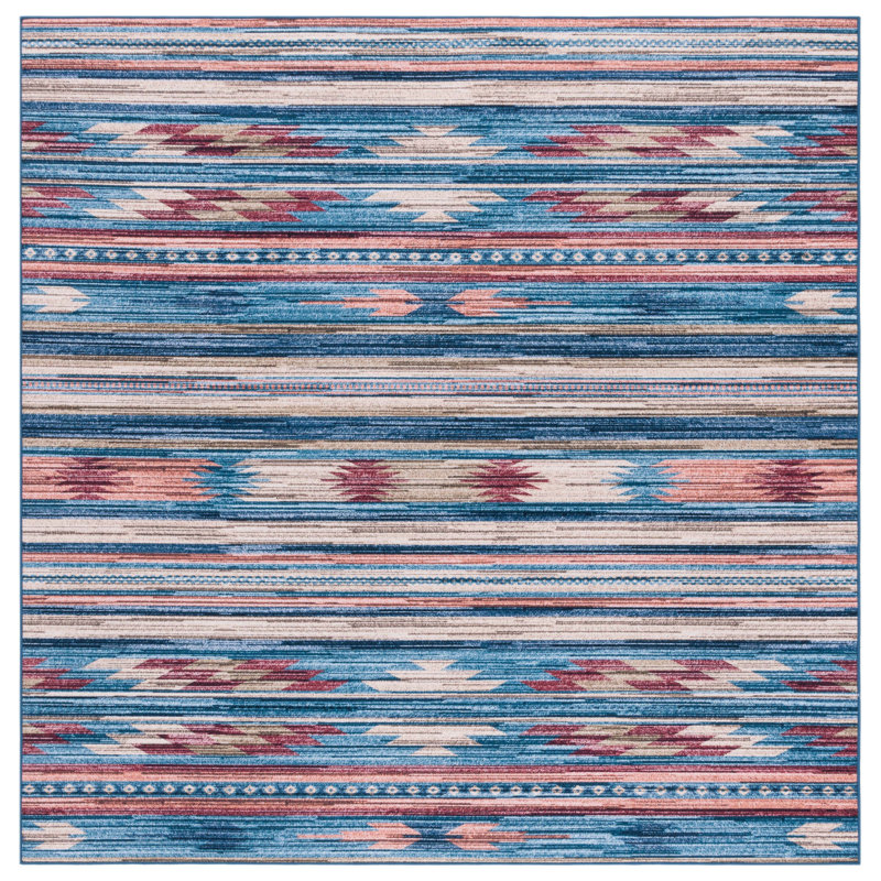 Kiarno Performance Machine Washable Southwestern Rug, Square 6'
