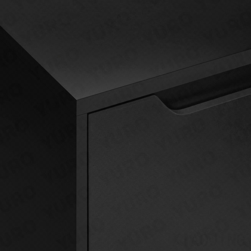 Table de bout moderne en stratifié noir avec tiroir, Noir