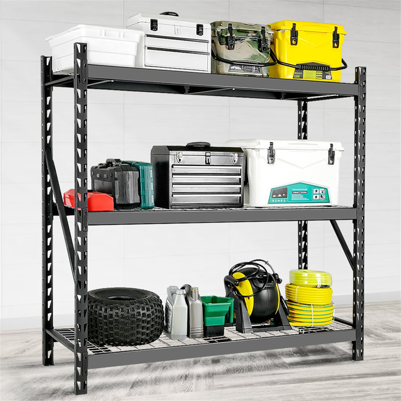 Étagère de garage Étagère de rangement robuste H 72 po x l 77 po Étagères de rangement robustes 6000LBS Étagère réglable en métal à 3 niveaux pour étagères de rangement