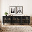 Meuble télé moderne du milieu du siècle, 240 cm de large, en bois, avec rangement pour téléviseurs jusqu'à 254 cm (100 pouces), noir.-1283441644