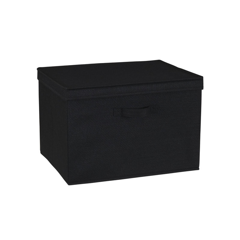 Household Essentials Wide Storage Box Fabric Bin, 12" H x 18.5" W x 15" D, Black