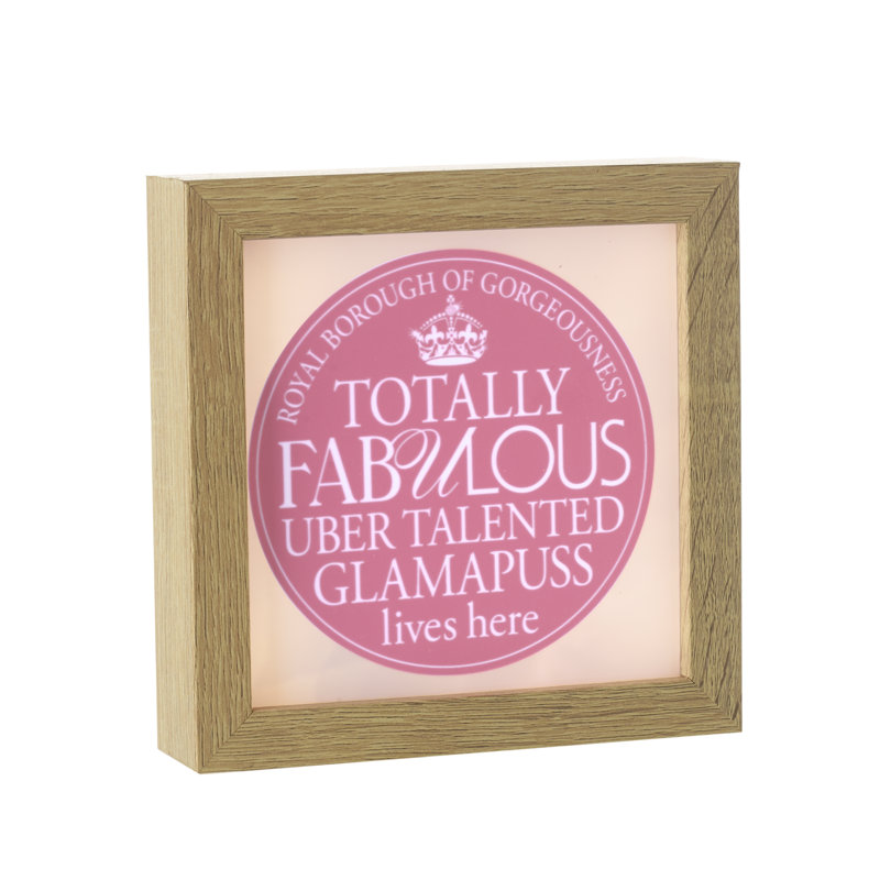 Fabulous Glamapuss Light Up - Single Picture Frame Print on Wood