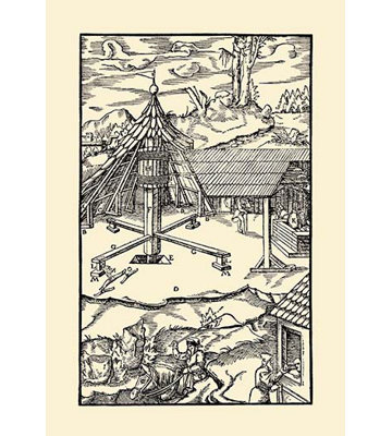 De Re Metallica Plate 6: Coned Construction Painting Print