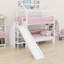 Lit superposé en bois en forme de maison avec glissade, escalier de rangement et garde-corps pour enfants-2020808616