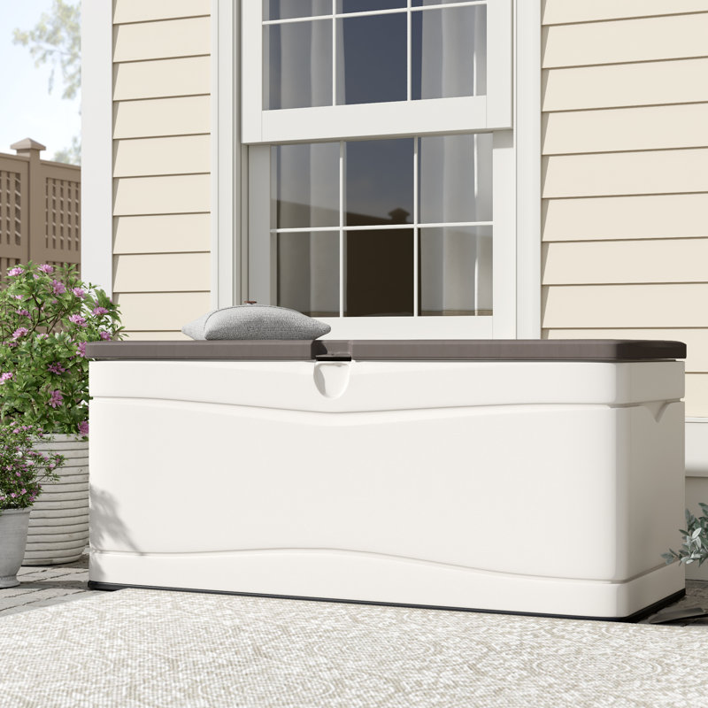 Desert Sand and Brown 130 Gallon Lockable Plastic Deck Box