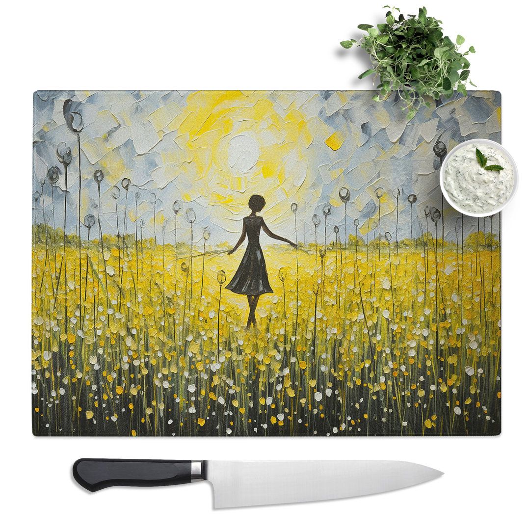 Dandelion Colour Field No.3  Glass Chopping Board