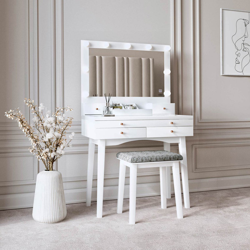 Selinger Dressing Table with Mirror, White