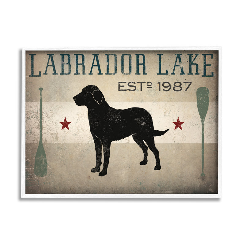 «Labrador Lake Rustic Dog Row bateau Oars Cabin Sign» par Ryan Fowler - impression, H 11 po x l 14 po