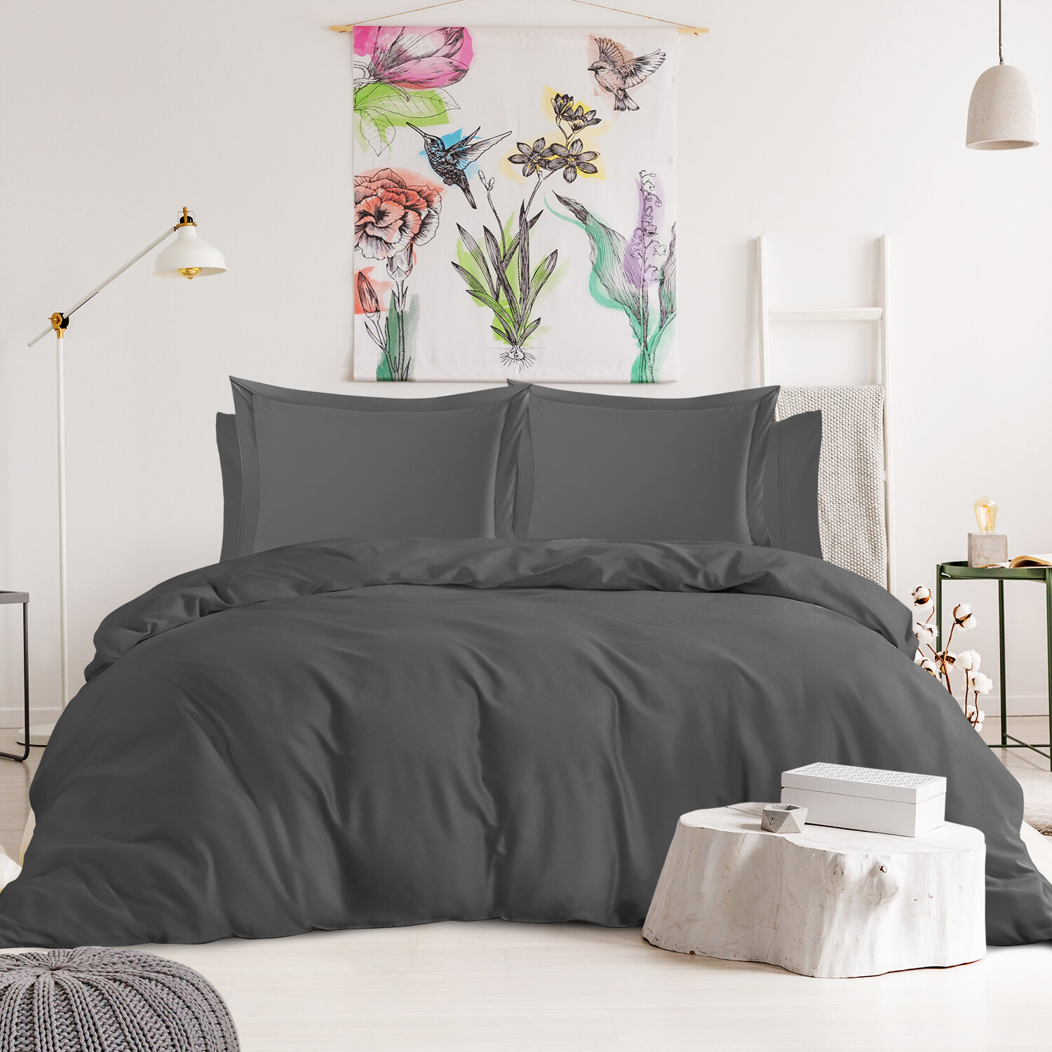 Nestl Bedding Duvet Cover, Protects and Covers Your Comforter / Duvet Insert, Luxury 100% Super Soft Microfiber, California King size, Color Black, 3