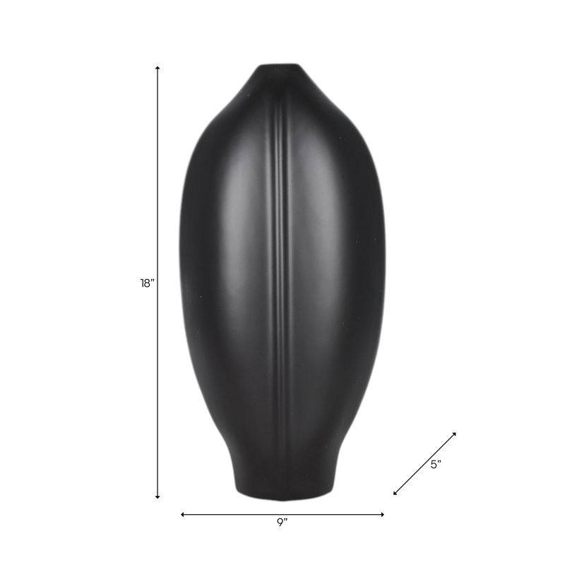 Vase décoratif moderne en céramique avec motif texturé ondulé sculpté, H 18 po x l 9 po x P 5 po
