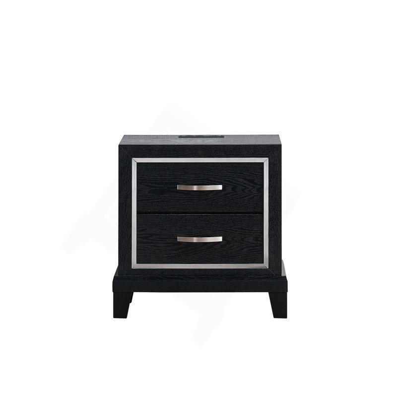 Livingston G02850-N  2 Drawer Nightstand With AC/USB Outlets