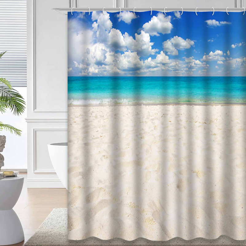 Blue Beauty, plage magnifique, sable de mer tropical, ciel blanc, vacances avec 12 crochets, L 72 po x l 72 po