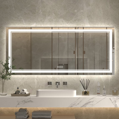 Miroir de salle de bain mural surdimensionné sans cadre