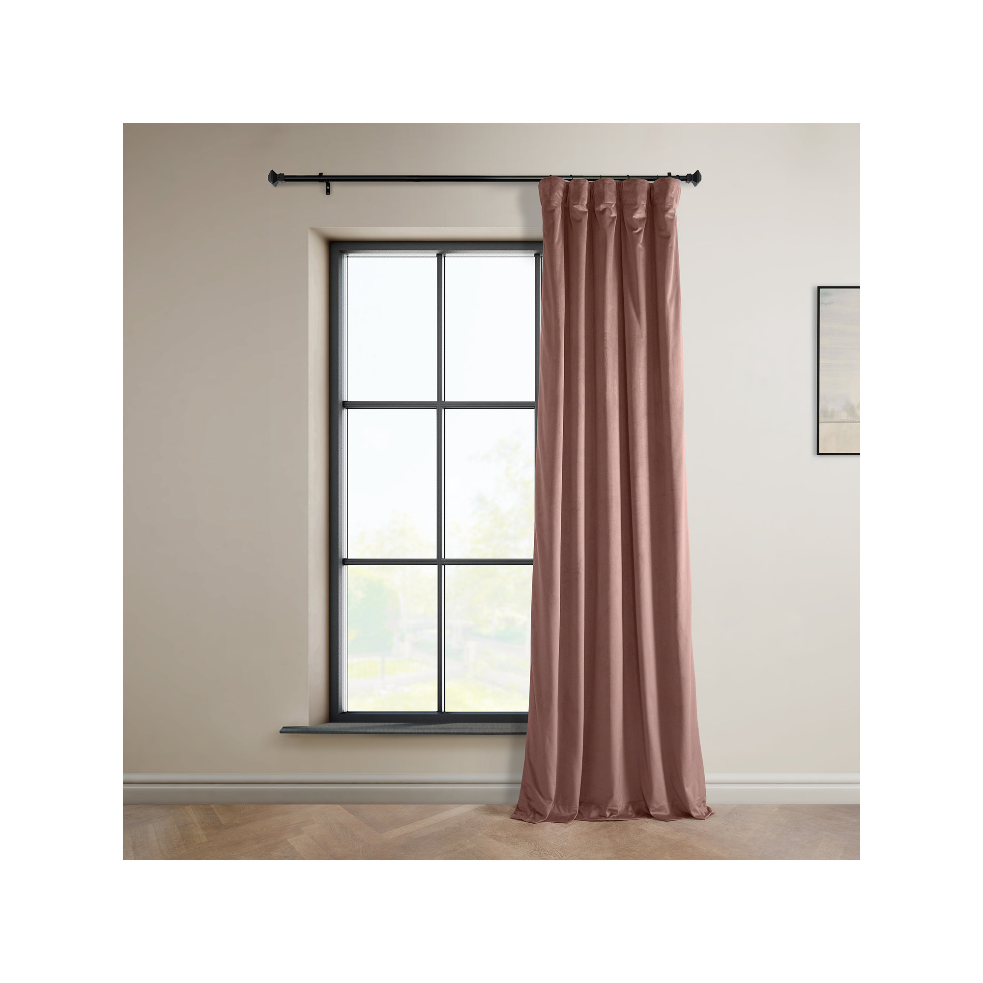Loria Plush Velvet 100% Blackout Curtains For Bedroom, Living Room - Single Panel, Rosehip, 50" W x 96" L