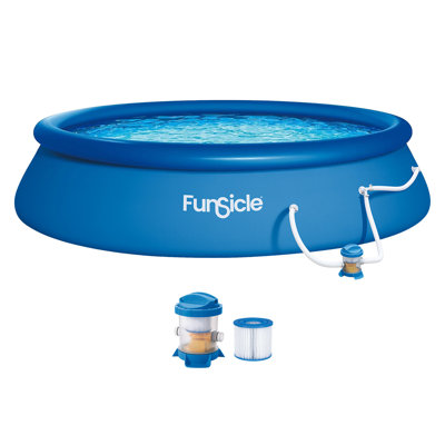 Funsicle 15' x 36" QuickSet Inflatable Ring Top Outdoor Above Ground Pool w/Pump