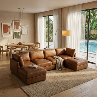 Faux Leather Fabric Modular Sectional