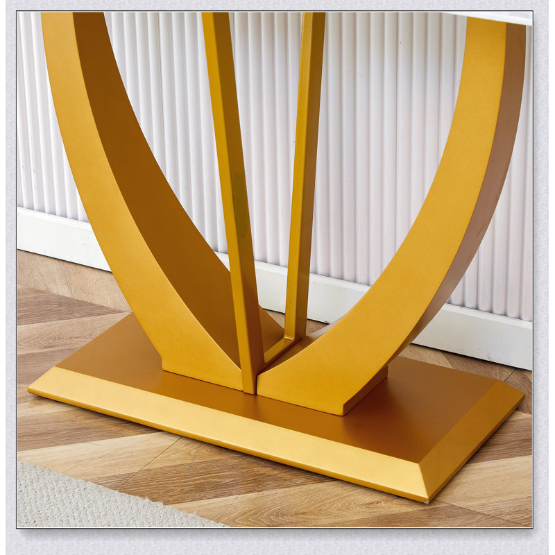 Table de salle à manger moderne et simple rectangulaire en verre blanc avec un motif de 0,39 po
