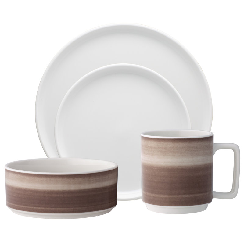 Noritake Colorstax Ombre Stax 4-Piece Place Setting, Service for 1, Umber