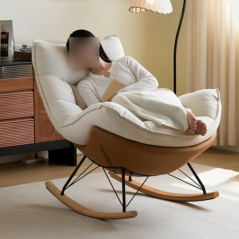 Chaise berçante ergonomique moderne Modern, Blanc cassé / blanc
