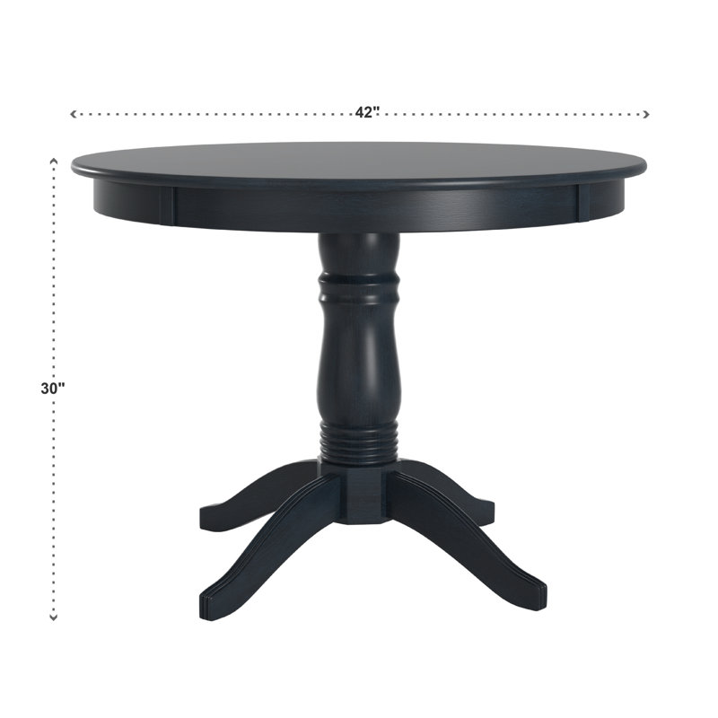 Alexa-Mae 4-Person Solid Wood Pedestal Dining Set, Antique Dark Denim