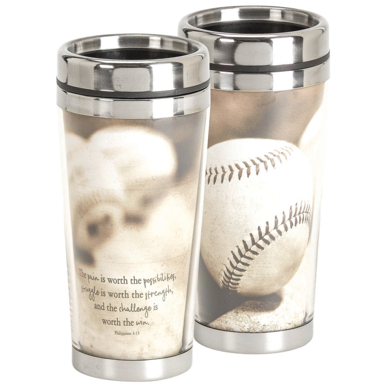 Tasse de voyage en acier inoxydable à double paroi 16 oz Baseball