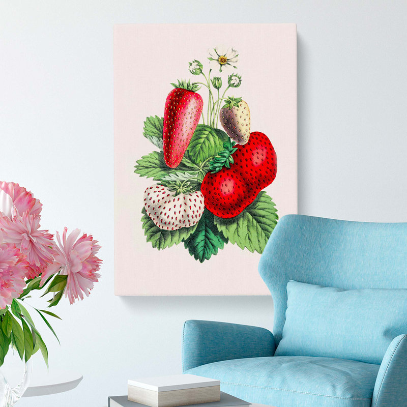 Wild Strawberry Illustration - Wrapped Canvas, 60cm H x 40cm W x 3cm D