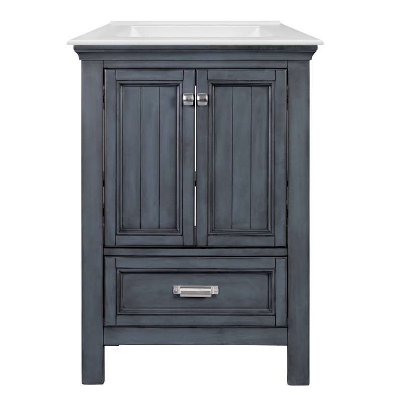 Harbor Blue 25'' Single Bathroom Vanity with White Fire Clay Top
