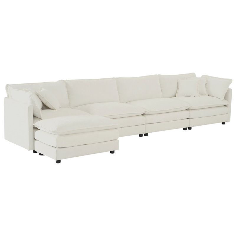 Ensemble de salon modulaire en U à 5 places avec chenille blanche: Chenille