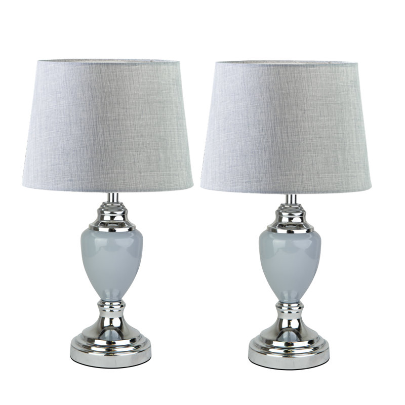 Zellner Pair 44Cm Grey Chrome Table Lamps