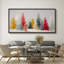 «Christmas Holiday Celebration Colorful Snowy Pine Forest», très grande image, impression sur toile encadrée-120284208-120284207
