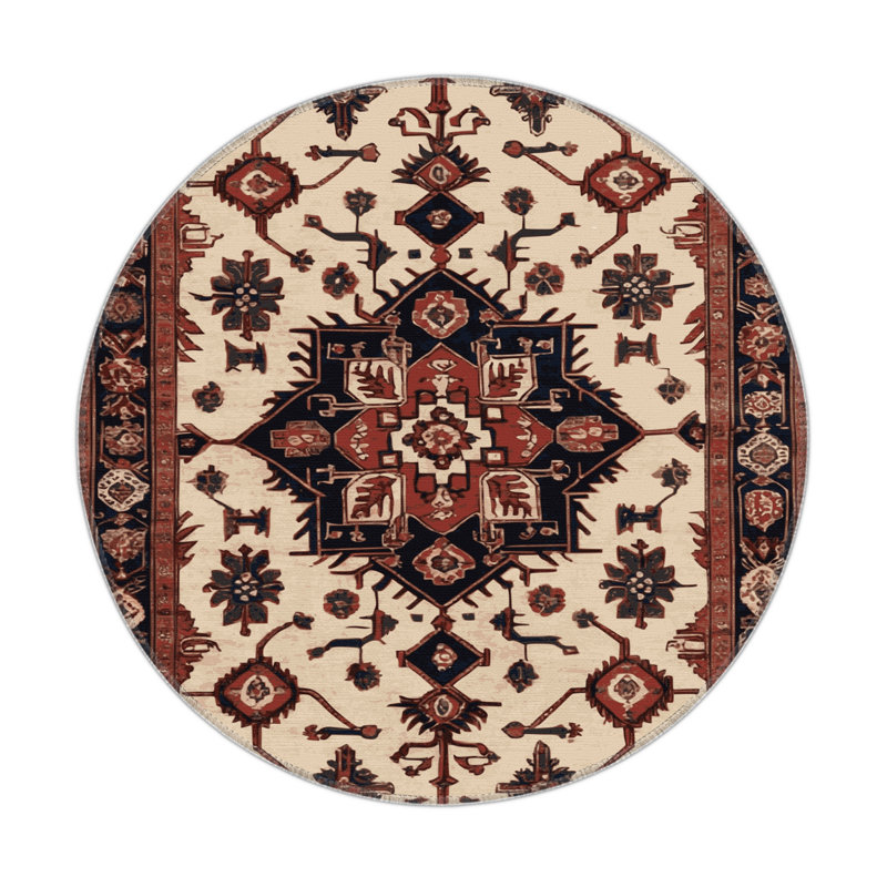 Tapis turc intérieur et extérieur brun, Rond 5 pi