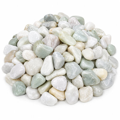38 lb de galets décoratifs verts polis 38 lb, 1,18 po à 1,97 po de pierres de rivière mixtes pour jardinières, vases et décorations de jardin