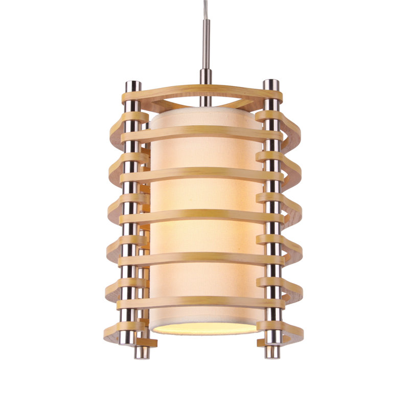 Luminaire suspendu géométrique 1 lumières simple Steps, Frêne, Nickel satiné