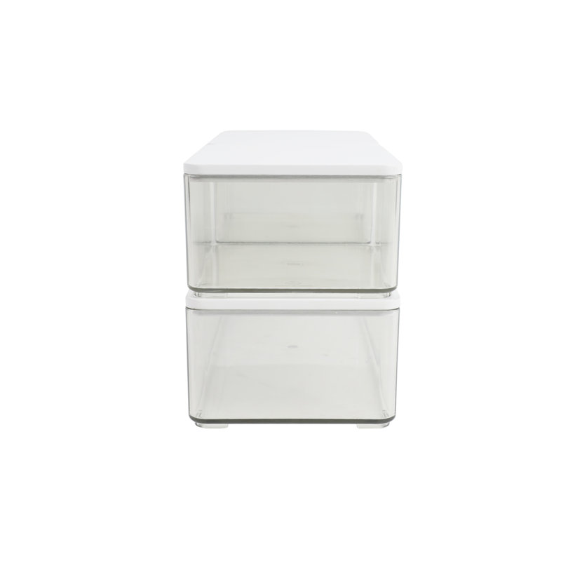 Clear Plastic Stackable Storage Boxes with White Lids, Set of 3
