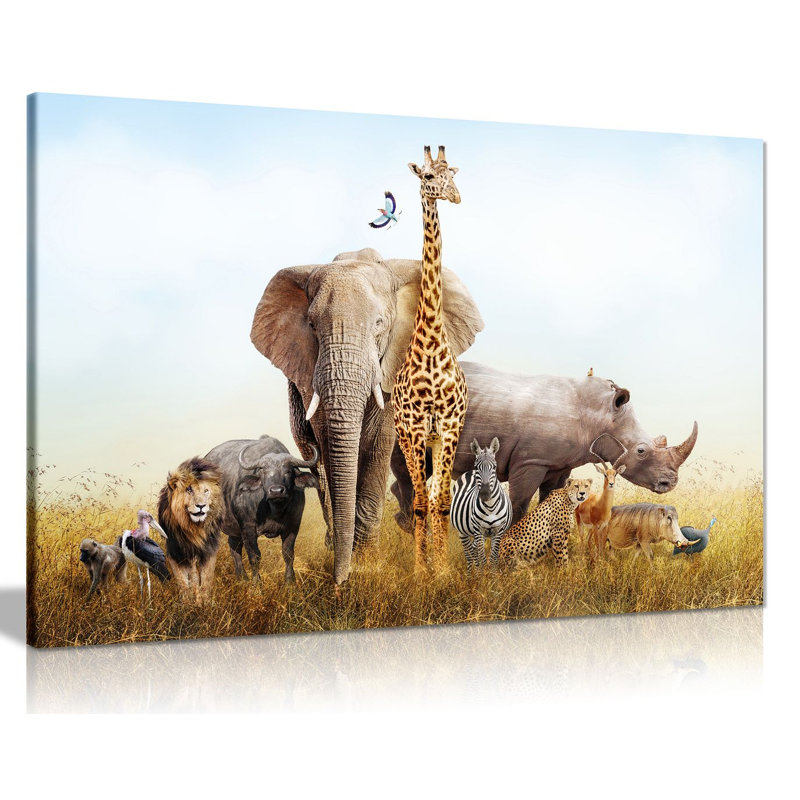 Safari Animals - Wrapped Canvas Print, 61cm H x 91cm W