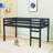 Twin Wood Low Loft Bed With Ladder And Guardrails-1671208095