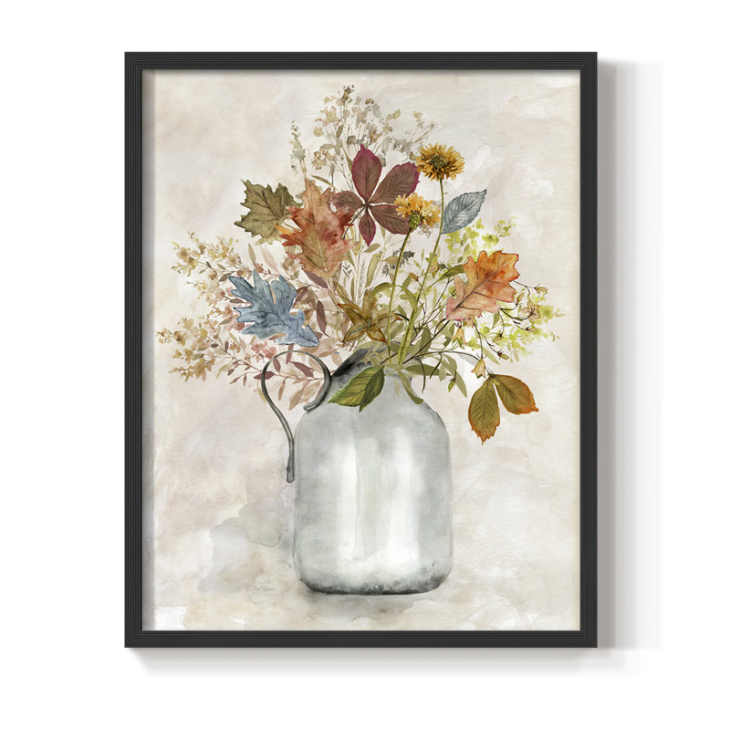 Autumn Bouquet I, reproduction encadrée - bois massif, H 11 po x l 9 po, Noir, noir, noir, noir