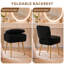 Chaise de coiffeuse Sherpa avec rangement dissimulé - Tabouret de maquillage pliable avec dossier, chaise de coiffeuse rembourrée pour petits espaces, idéale pour la chambre ou le salon - Noir-306890676