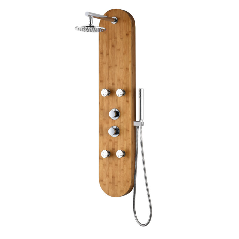 Natural Bamboo 52'' Shower Panel with Chrome Controls