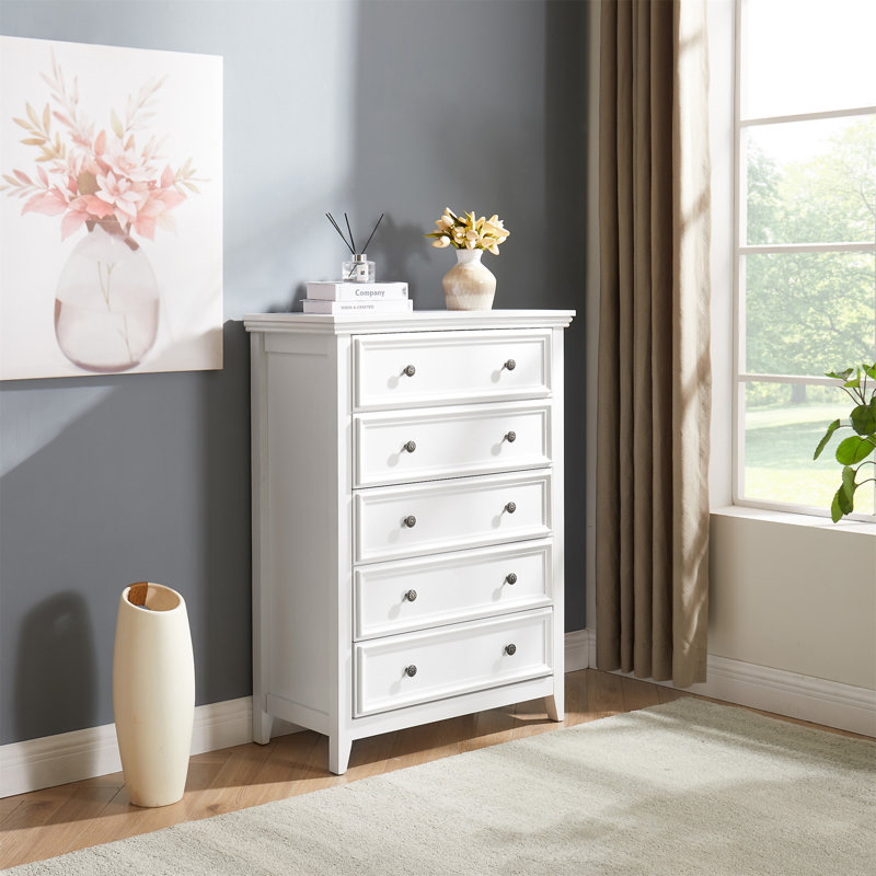 Commode 5 tiroirs Modern, Blanc