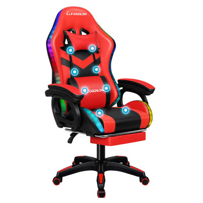 ELFORDSON Adjustable Reclining Faux Leather Swiveling PC & Racing Game Chair